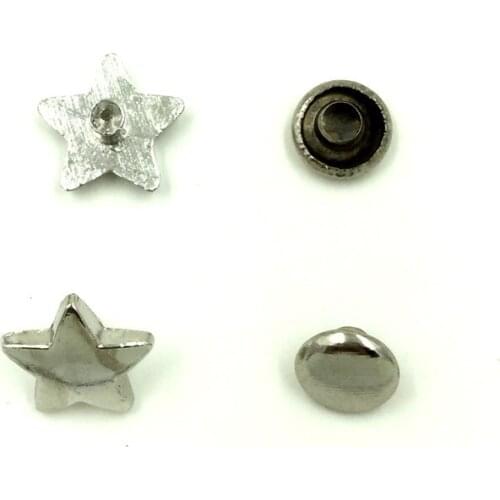 50 Sets Silver Tone Punk Star Spike Rivets Studs Spots Crafts Clothes Shoes Findings 11x6mm