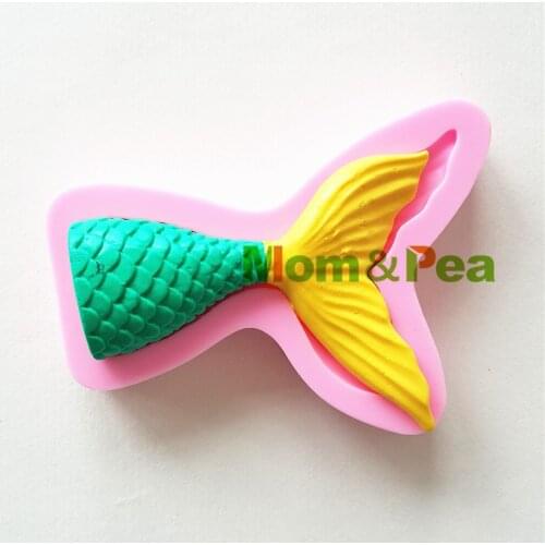 Mom&Pea 1211 S Free Shipping Fish Tail Silicone Mold Cake Decoration Fondant Cake 3D Mold Food Grade