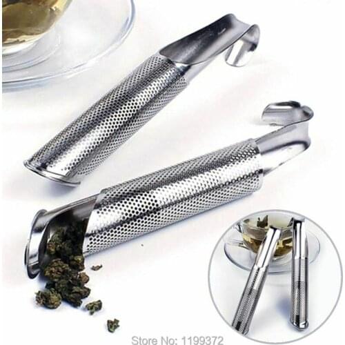 200pcs Stainless Steel Tea Infuser Pipe Stick Metal Mesh Strainer Spice Filter Coffee Teaware Steeper With Hook