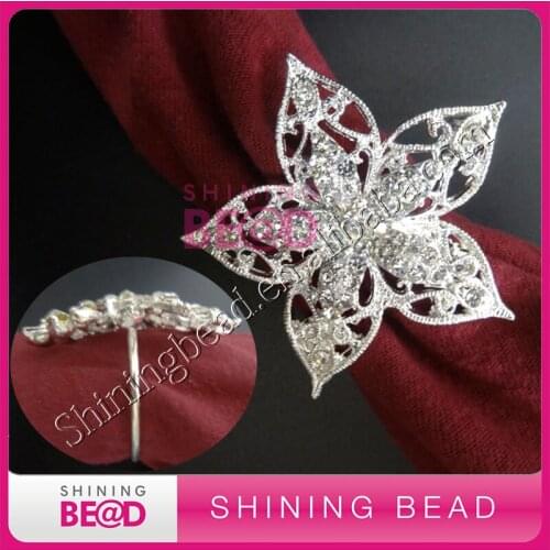 Gem flower rhinestone napkin ring for wedding,free shipping.50pcs/lot