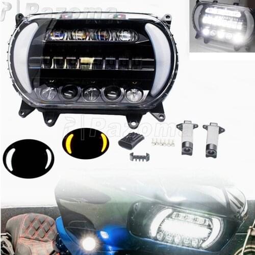 Motorcycle LED Head Lights High/Low Beam Headlamp Headlight Assembly W/White DRL Running Light For Harley Road Glide 2015-2020
