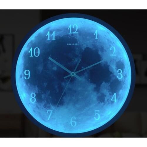 Blue Moon Night Luminous Wall Clocks Wall Home Decor Living Room Wall Clock Home Decore Wall Clock Modern Design