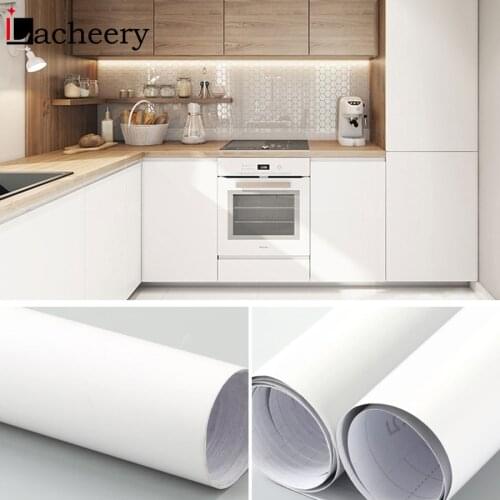 Vinyl Matte White Waterproof Self Adhesive Wallpaper Peel and Stick Wall Sticker for Living Room Door Kitchen Cabinet Home Decor