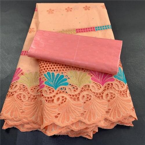 High Quality African Nigerian Wedding Party Gown Dress Tulle Lace Fabric Swiss100% Cotton Fabric Embroidered Damask 5Yards