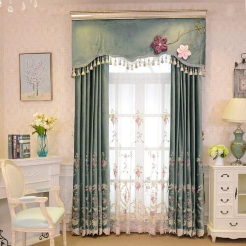 High-end Flannel Modern Style Embroidered Curtain for Living Room and Bedroom Curtains for Living Room Luxury European