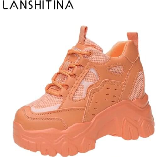 Women High Top Sneakers 2021 Spring Breathble Chunky Casual Shoes New Outdoor Thick Bottom Trend Women Vulcanized Dad Shoes 10cm