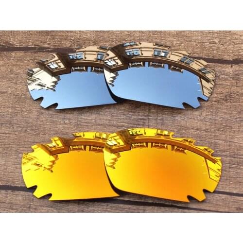 Vonxyz 2 Pairs Ruby Mirror & Chrome Mirror Polycarbonate Replacement Lenses for-Oakley Jawbone Vented Frame
