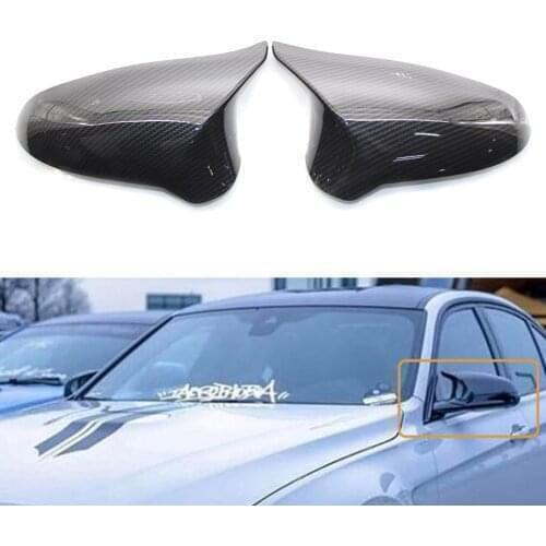 2Pcs Carbon Fiber ABS Car Rearview Mirror Cover Side Mirrors Cap For BMW F80 M3 2015-2018 F82 M4 2016-2019 M2 19-20 Competition