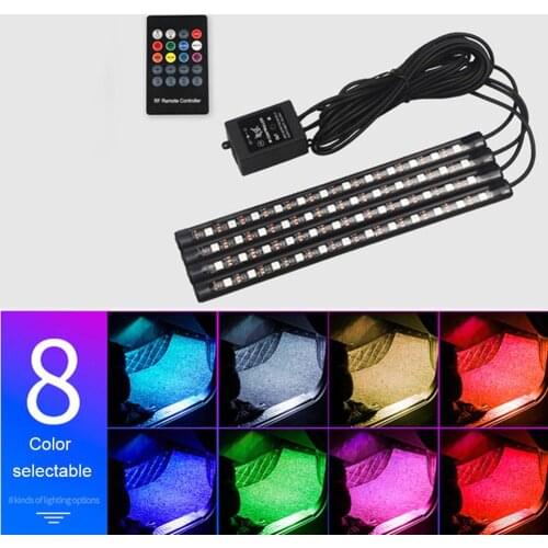 4 in 1 7 Colors 48LEDs Lamp Cigaret Lighter Head Car Modified Surrounding Feeling Light with Remote Control Decorative Lamp