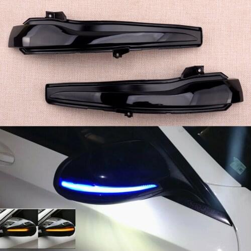 Car 2pcs/set Dynamic Yellow & Blue Side Mirror Turn Signal Light Fit for Benz C S GLC E W205 W222 X253 W213 2016 2017 2018