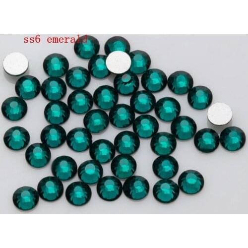 Free Shipping 1440pcs/Lot ss6(1.9-2.1mm) Emerald Flat Back Nail Art Non Hot Fix Glue on Rhinestones