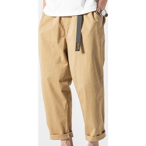 Men Casual Pants Fashion Solid Color Multi Pockets Belt Lettter Print Male Cargo Harem Pants Streetwear Sports Sweatpants