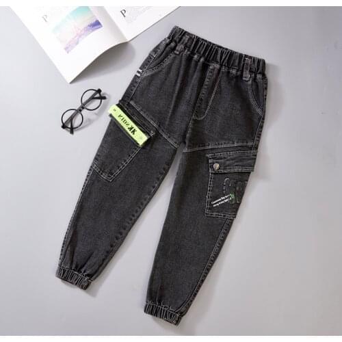 DIIMUU Kids Boys Jeans Children Clothes Classic Trousers Child Denim Bottoms Clothing Boy Casual Bowboy Long Pants 5-11 Years