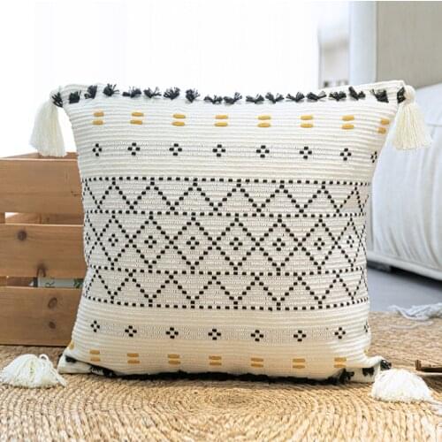 Home Decorative Cushion Cover Tassel Lace Modern Pillowcase for Couch Sofa Bed Throw Pillow Cover 45x45