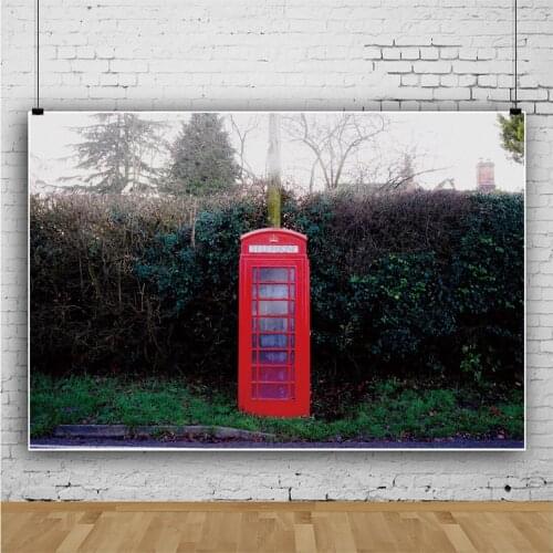 London Style Street Red Phone Booth Backdrop Party Studio Portrait Photography Background Baby Shower Decoration Wallpaper