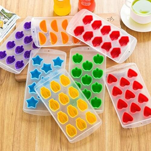 Ice Cube Maker Ice-cream Tools Heart Star Color DIY Kitchen Ice Cube Molds PP Fruits Pattern Moulds Cake Tools