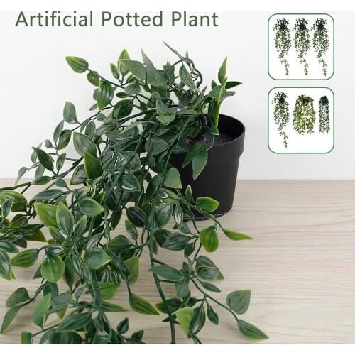 3pcs Artificial Potted Plant Fake Hanging Eucalyptus Mandala Pea Pod Foliage Faux Decorative Plants Wedding Party Decor