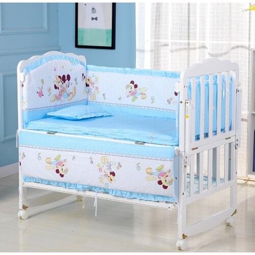6pcs High Quality Baby Bedding Sets Nursery Baby Crib Bed Set Crib BumpersRemovable Washable ,include(4bumper+matress+pillow)