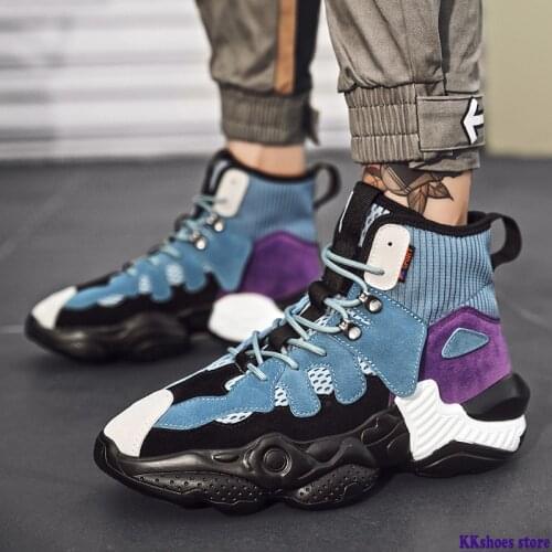 Spring Suede Leather Personality High Top Hip Hop Sneakers Men Shoes Casual Male Shoes Footwear Street Breathable