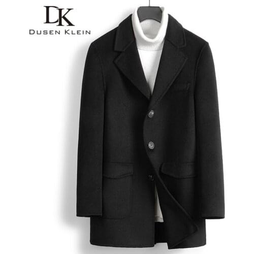 Men Wool Coat Long Woolen Blend Coat 2020 Winter Jacket 8832