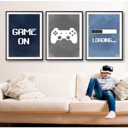Video Game Wall Art Canvas Painting Nursery Boys Wall Decor , Gaming Party Poster Prints Child Boy Gifts Gaming Room Decoration