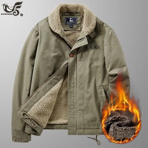 New 2021 Military Thicken Fleece Jacket Mens Winter Streetwear Pilot Cargo Cotton Bomber Coats Windbreaker Parkas Man Clothing