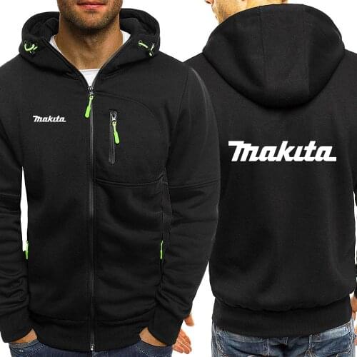 Spring And Autumn New Mens Makita Logo Print Custom Punk Casual Gradient Hoodie Mens Jacket Zipper Casual Sweatshirt