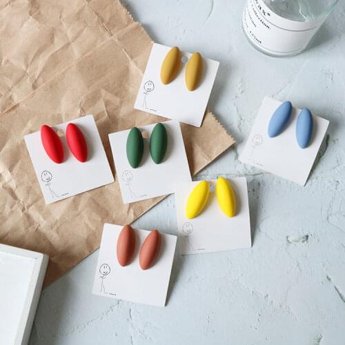 The new Morandi color frosted resin oval earrings ins style sexy charming charm super set off feminine beauty womens earrings