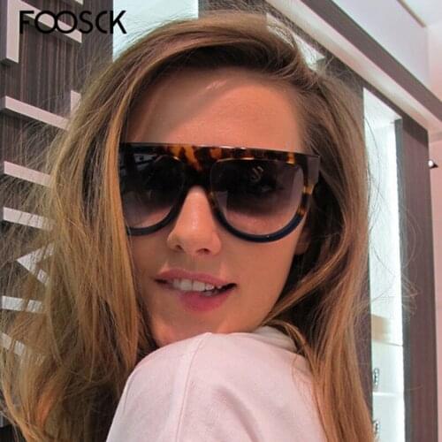 FOOSCK Oversize Square Sunglasses Luxury Brand Designer Women Fashion Top Gradient Glasses Men Oculos De Sol UV400