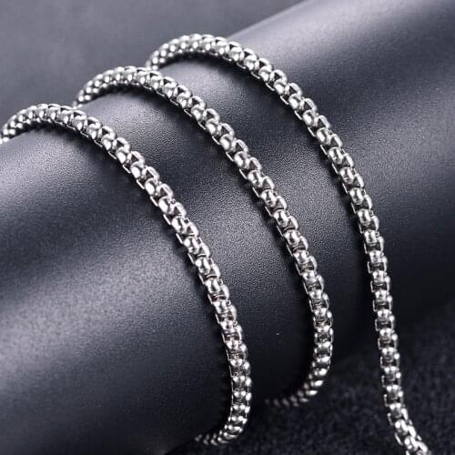 3mm Punk Stainless Steel Necklace for Men Women Link Chain Chokers Vintage Black Gold Tone Solid Metal Wholesale