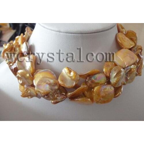 4 Strand Rainbow Gold Mother of Pearl Shell Necklace