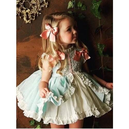 Custom Lolita Dress Girls Eid Dress Spanish Princess Dress Cotton Short Sleeve Dress Kids Dresses for Girls Party Classic Dress