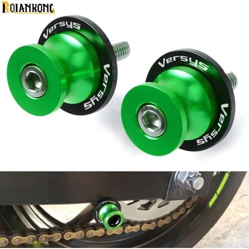 Versys logo For Kawasaki VERSYS 1000 650 300x 2017 2006-2018 Motorcycle CNC Swingarm Spools Slider 6/8/10mm Swing Screw Sliders