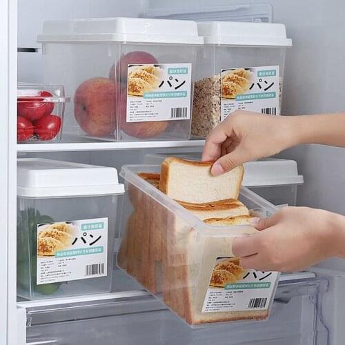 Transparent Square Bread Box Toast Fridge Organizer Grain Dispenser Food Storage Container Kitchen Fresh Fruit Storage Box