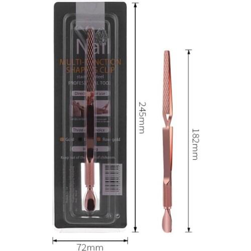Rose Gol X Shape Double Heads 2 Ways Manicure Cuticle Pusher Nail Art Tips Sculpting Shaping Tweezers Clip Phototherapy Extended