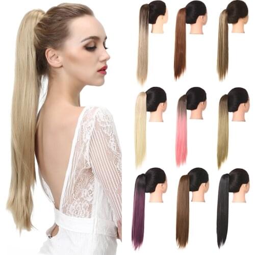 18"22"26" Claw in Ponytail Synthetic Hairpiece Fake Hair Extension Woman Overhead Tail Straight False Pigtail Blonde Clips Tail