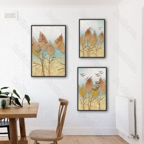 Modern Decoration Home Simple Still Life Pattern Triple Combination Painting Waterproof Ink Painting Living Room Mural