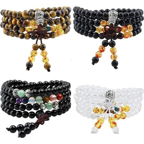 SUNYIK 108 Stone Tibetan Buddhist Mala Bracelet Necklace Prayer Bead 6mm