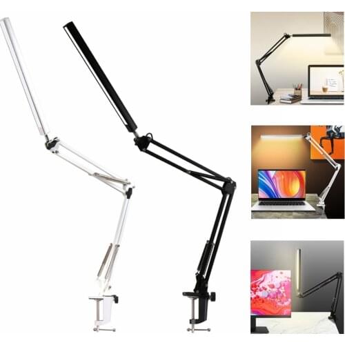 LED Folding Long Arm Eye Protection Reading Study Desk Lamp USB Office Table Light Universal Desktop Long Arm Clamp Lamp