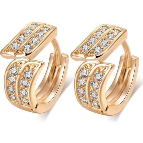 MxGxFam Wing Hoop Earrings For Women Gold Color 18 k Creative Fashion jewelry AAA+ Zircon Nickel Free