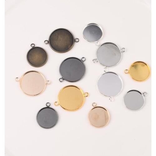 20Pcs Bracelet Connector Setting Round Double Loop Cabochon Base Cameo Bezel For DIY Jewelry Making Fit 12mm 14mm 16mm 18mm 20mm