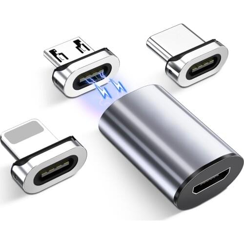 3in1 Magnetic Micro USB Adapter For iPhone Samsung Xiaomi Micro USB Female To Type C Male Cable Magnet Converters Connector