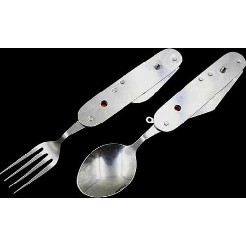 3 In 1 Folding Spoon Fork Set Multifunction Travel Camping Tableware Kit Knife With Spoon And Fork Multifunctional Folding