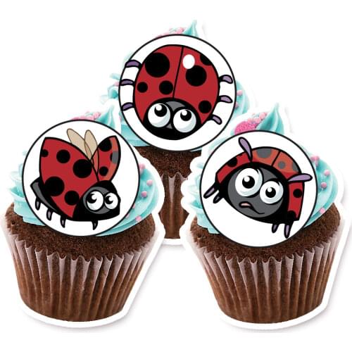 24 Ladybird Edible Cake Topper Wafer Rice Paper Cake Cupcake Cookie Topper Decoration Wedding Birthday Baby Shower Cake Decor