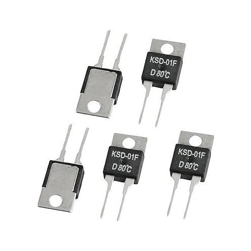 5 Pcs 80C NC Temperature Control Switch Thermostat KSD-01F 250VAC/ 24VDC 1.5A