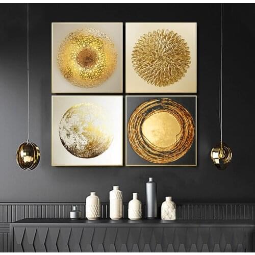 Abstract Golden Luxury Posters Canvas Painting Home Decor Wall Art Retro Print Vintage Minimalist Picture for Living Room Design
