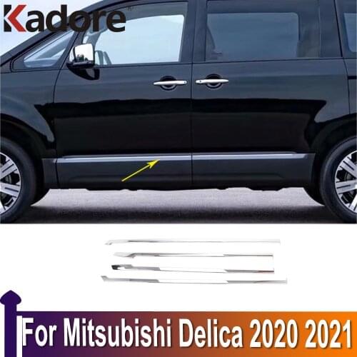 Car Side Door Body Trim For Mitsubishi Delica 2020 2021 Chrome Side Molding Protector Trim Car-styling Exterior Accessories