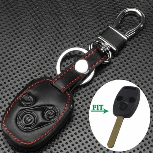 Bilchave 10pcs 3 Buttons Remote Hand-stitched leather Case Cover Fob For Honda CR-V Fit Pilot Accord Civic holder Holde