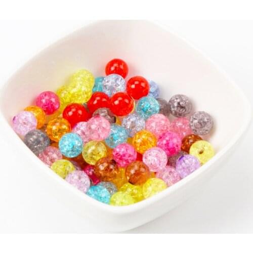 New Arrivals 50pcs 8mm Mixed Transparent Crackle Round Beads Acrylic Spacer Ball Beads For Jewelry Making KL148
