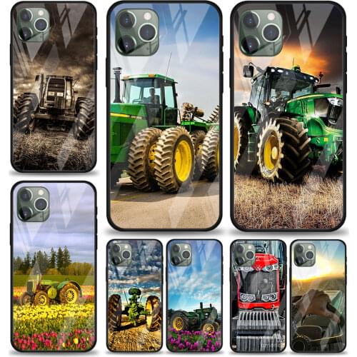 Tractor cool for Apple iPhone 12 Pro Max Mini 11 Pro XS Max X XR 6S 6 7 8 Plus Luxury Tempered Glass Phone Case